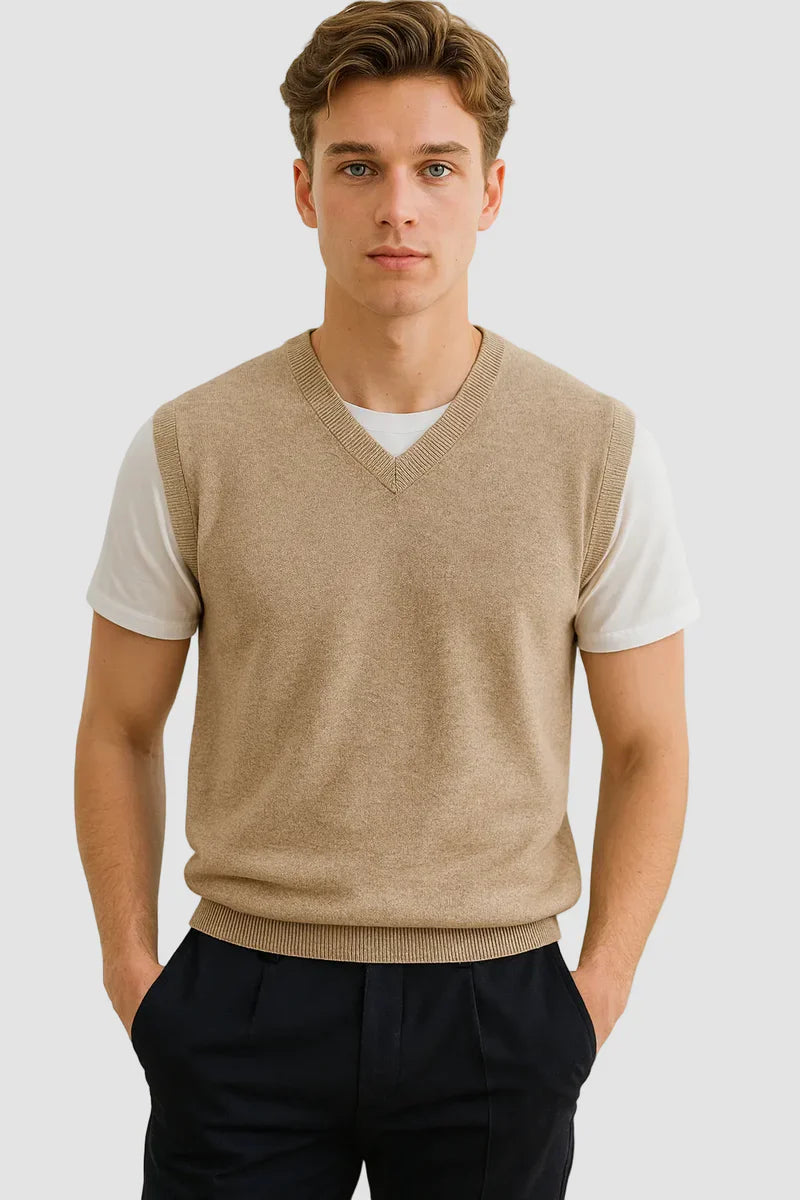 The Milan Men's V Neck Knit Cotton Vest