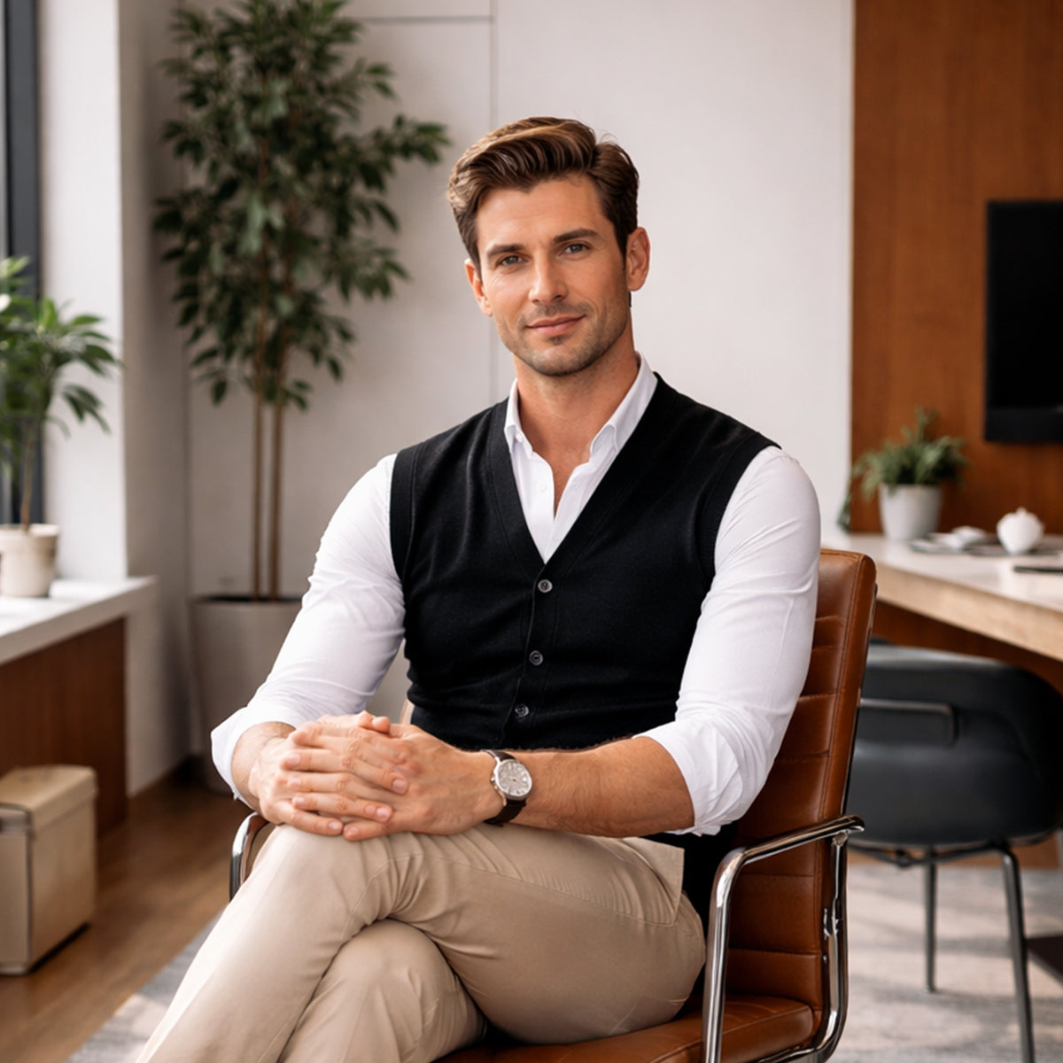 The Dolcedo Men’s Button Down Knit Sweater Vest