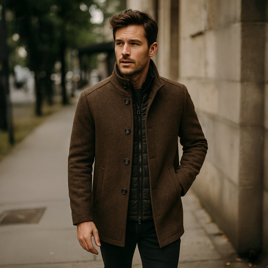 The Broadway Men's Wool Blend Classic Trench Coat