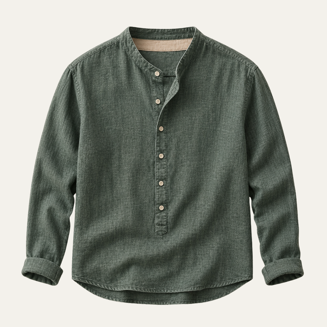 The Brooklyn Men's Vintage Collar Linen Henley Shirt