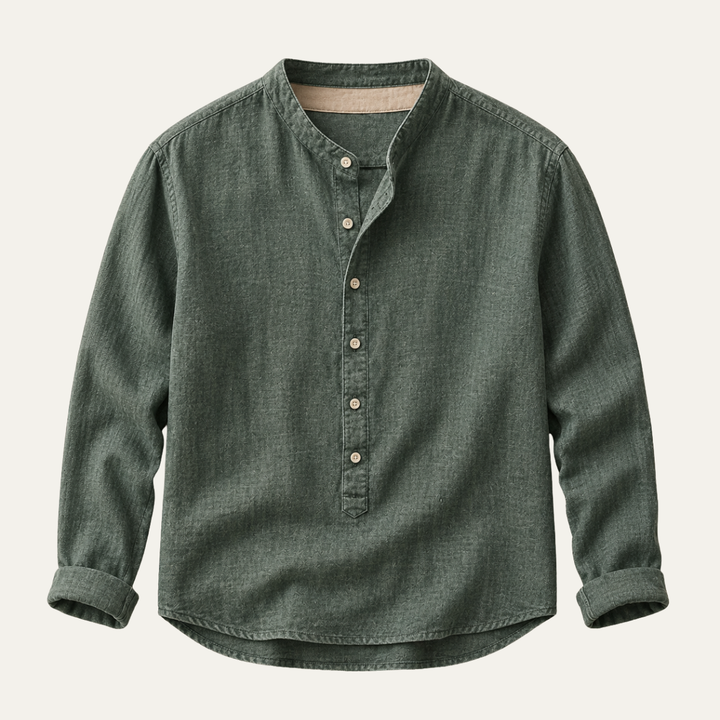 The Brooklyn Men's Vintage Collar Linen Henley Shirt