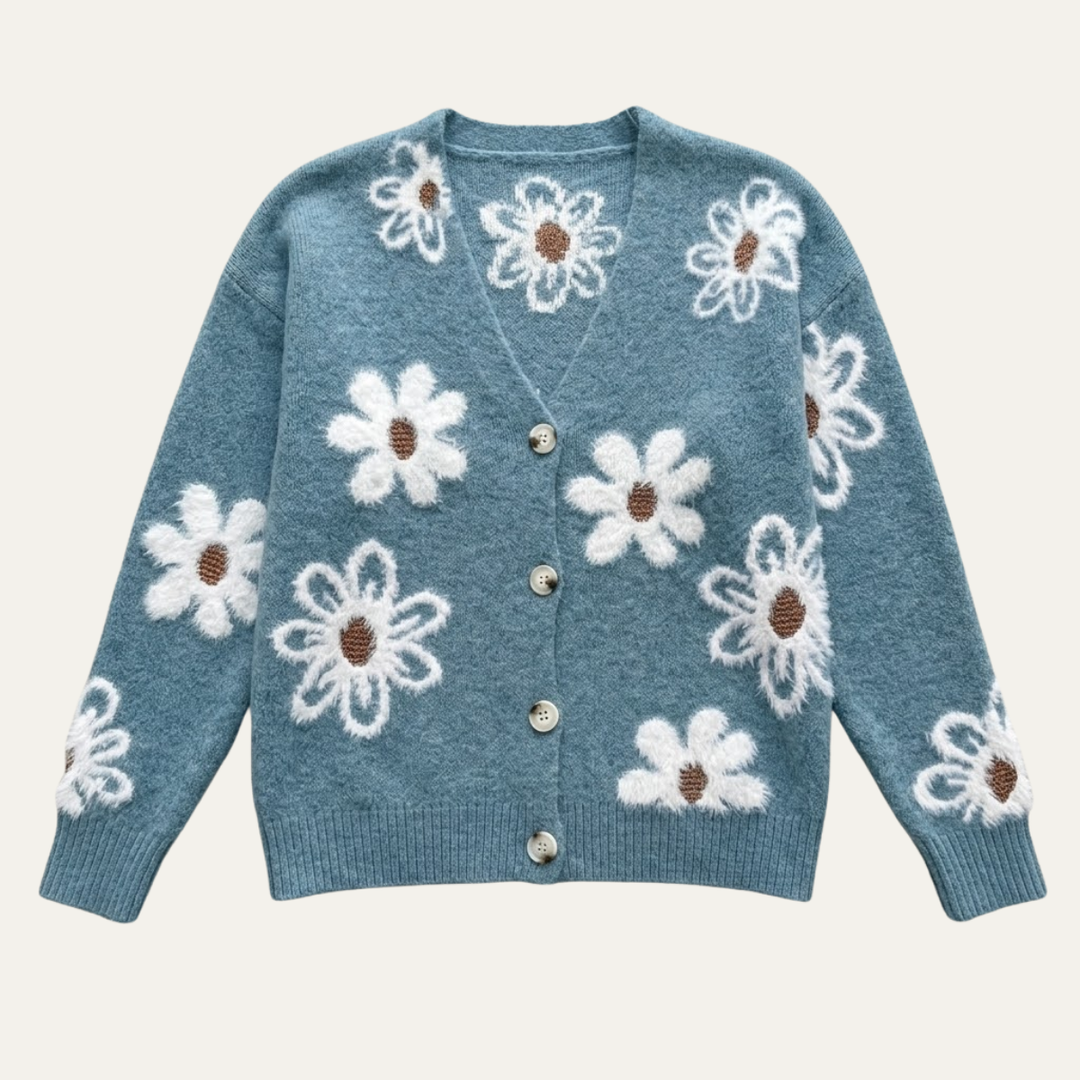 Women's Floral V Neck Button Front Cardigan