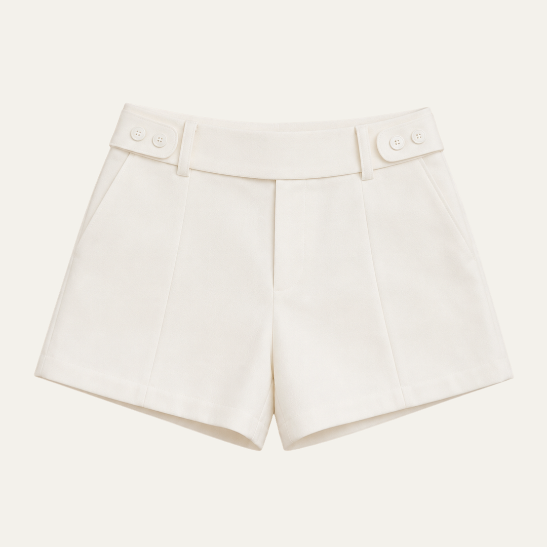 Women's Fitted High Waist Shorts with Double Button Detail