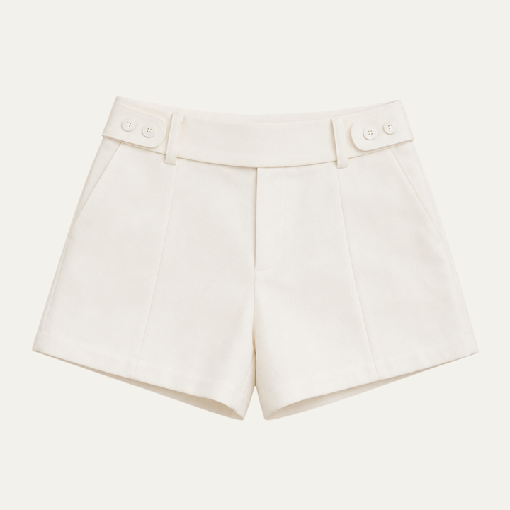 Women's Fitted High Waist Shorts with Double Button Detail