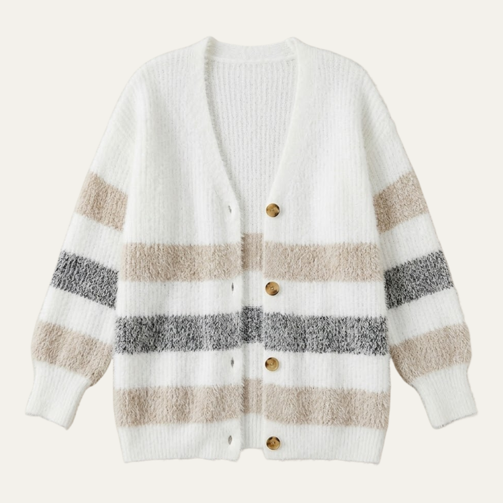 Women's Color Block Button Front Knit Cardigan