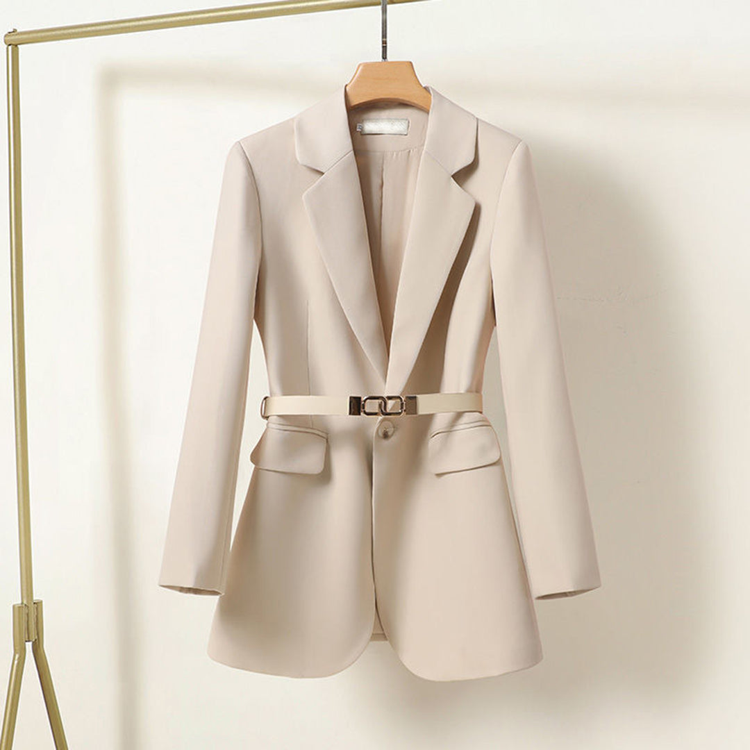 Women's Long Blazer with Waist Belt