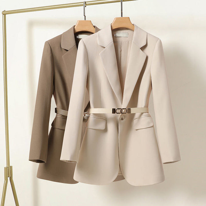 Women's Long Blazer with Waist Belt