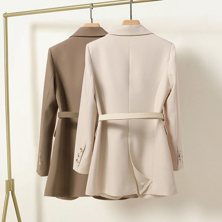 Women's Long Blazer with Waist Belt