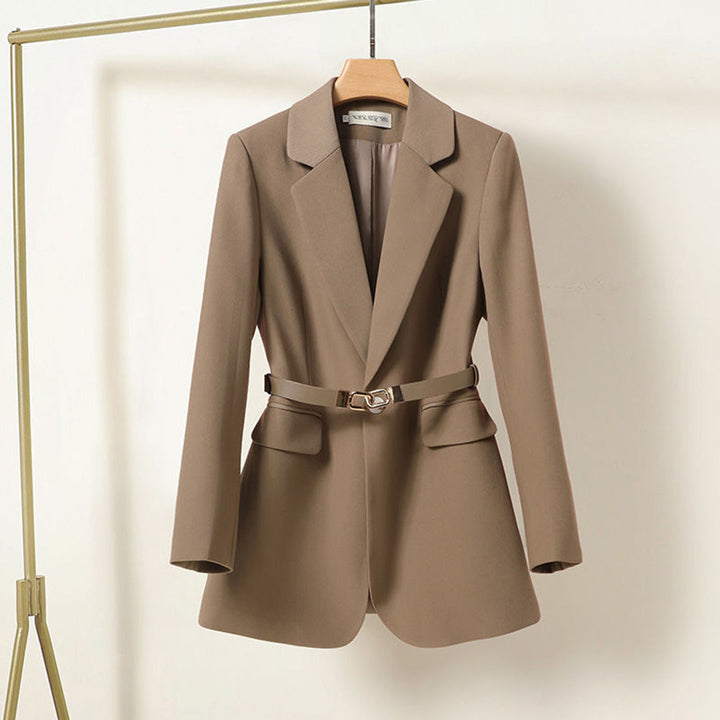 Women's Long Blazer with Waist Belt
