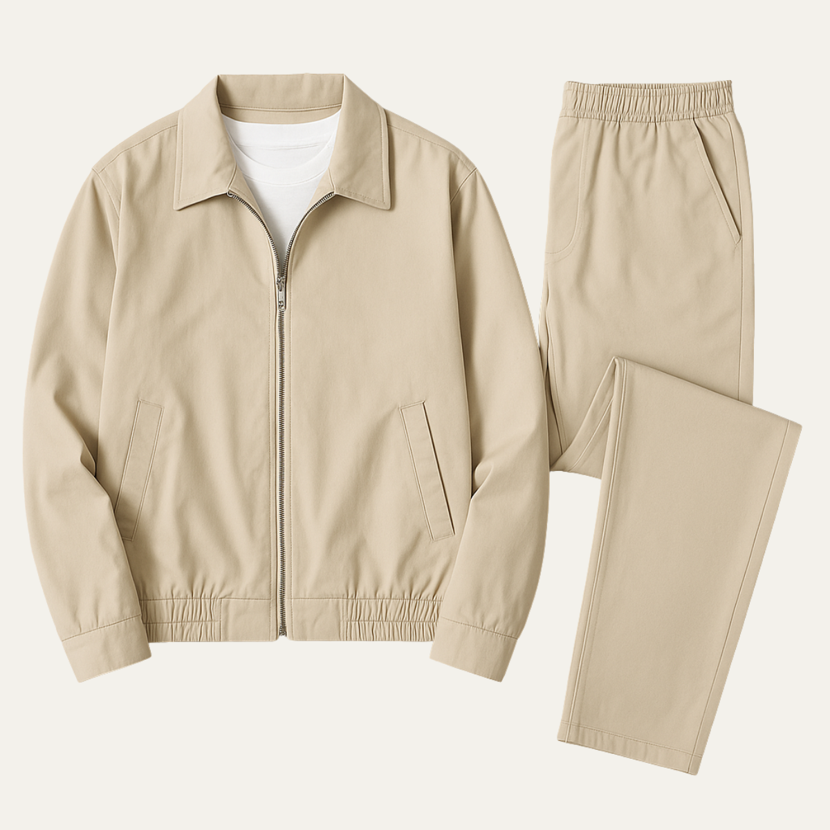 The Valencia Men’s Apricot Co Ord Set – Lightweight Cotton Jacket & Pants