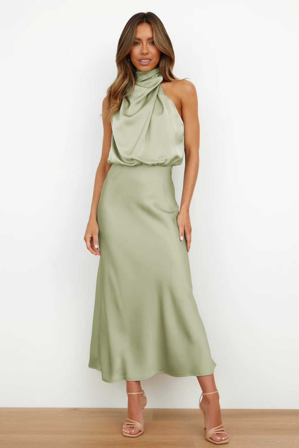 Women's Maxi Dress with Asymmetric Neckline