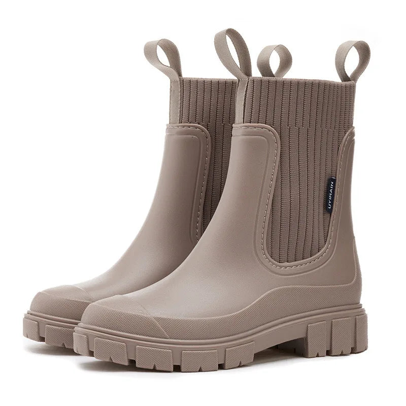 Women's Waterproof Rain Boots with Elevated Heel