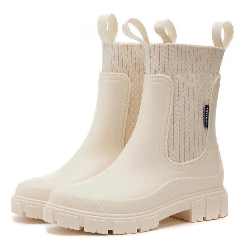Women's Waterproof Rain Boots with Elevated Heel