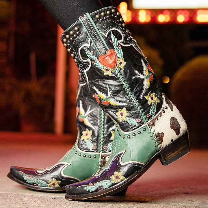 Women's Western Style Cowboy Boots with Pointed Toe