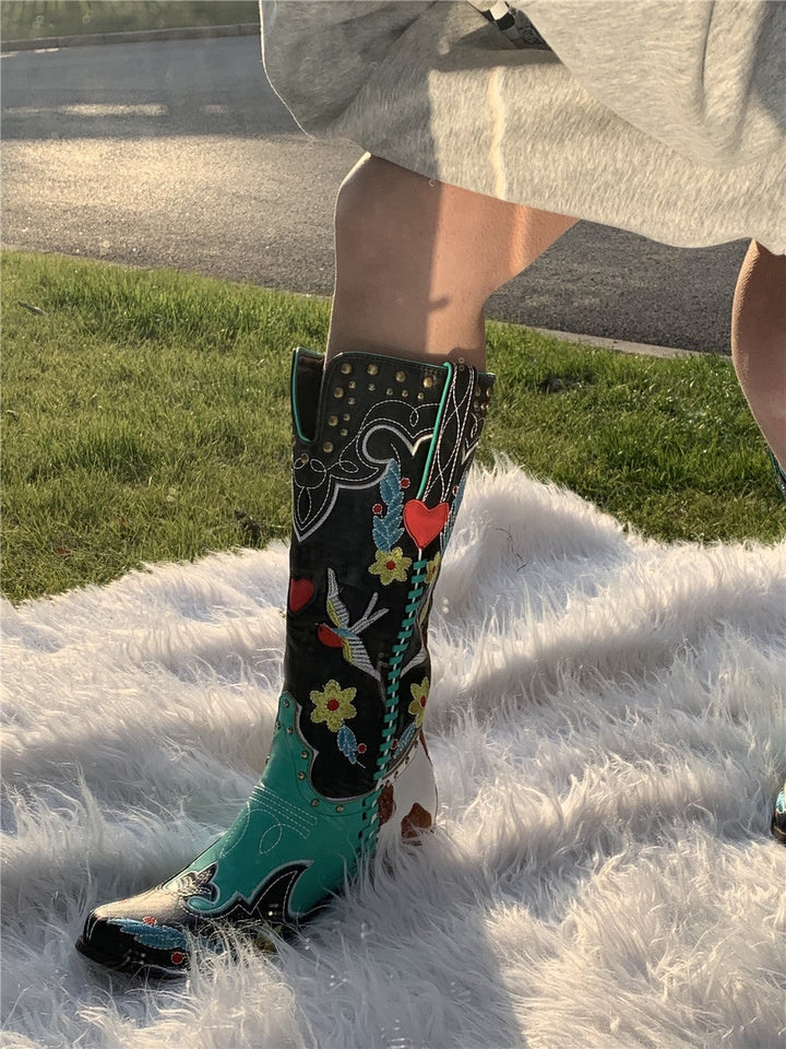 Women's Western Style Cowboy Boots with Pointed Toe