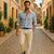 The Portwell Linen Stripe Shirt for Men