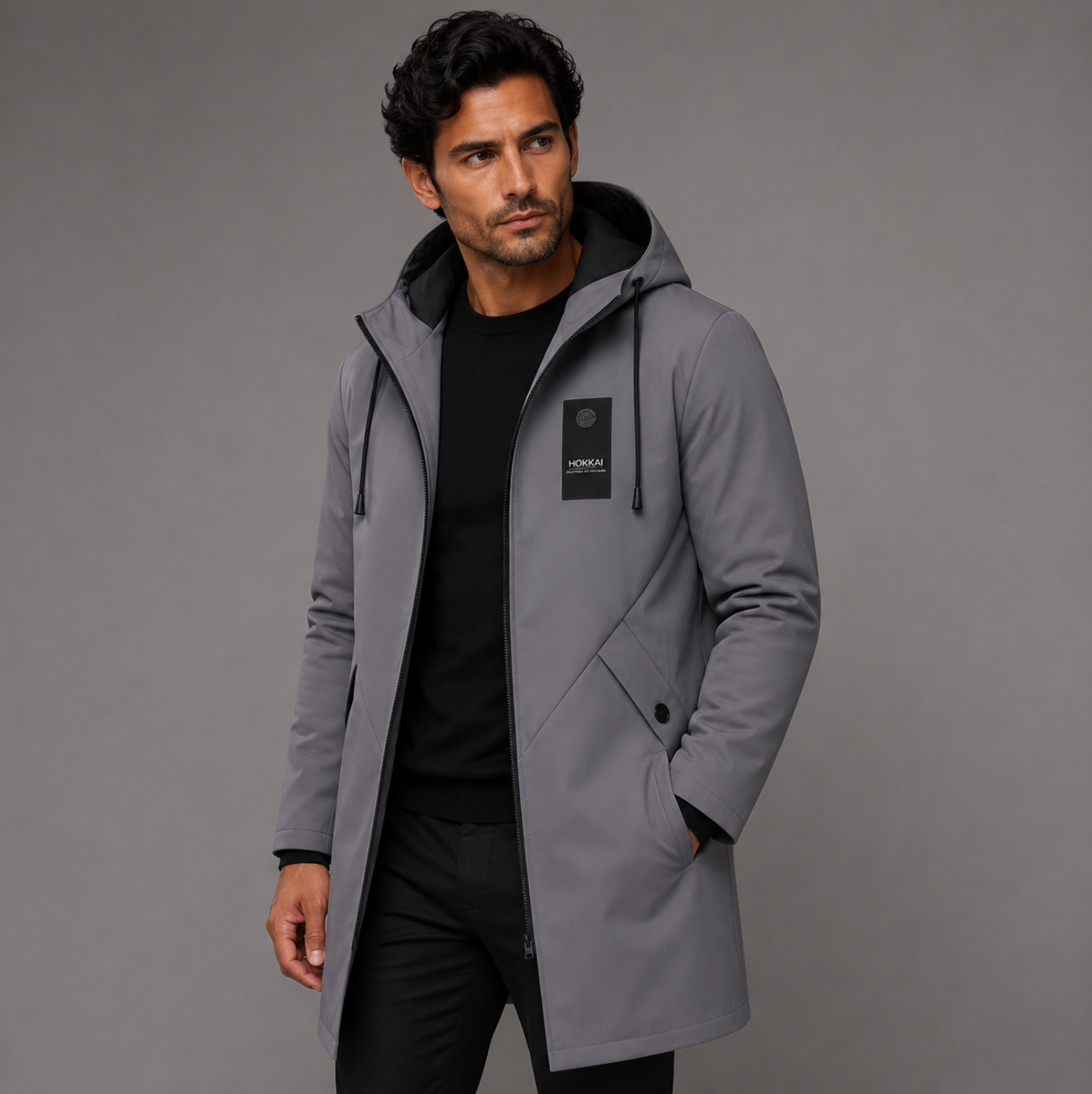 The Crestfall Men's Waterproof Long Rain Jacket – Windproof Hooded Casual Coat
