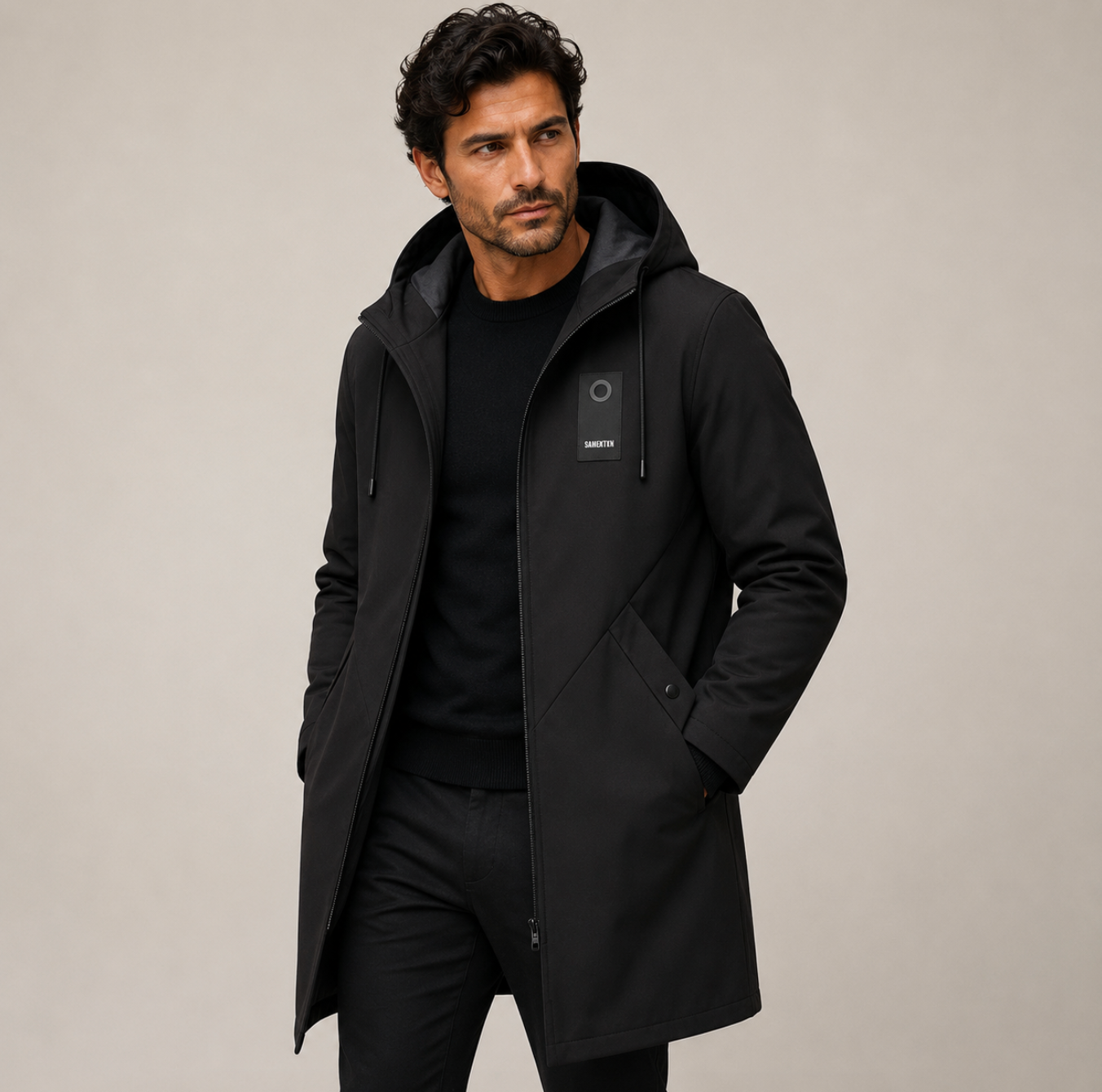 The Crestfall Men's Waterproof Long Rain Jacket – Windproof Hooded Casual Coat