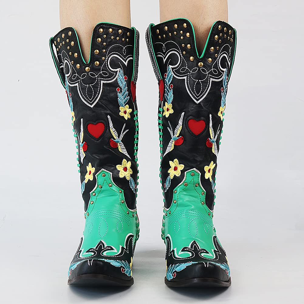 Women's Western Style Cowboy Boots with Pointed Toe