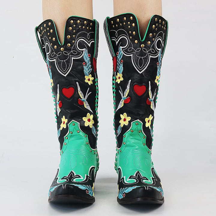 Women's Western Style Cowboy Boots with Pointed Toe