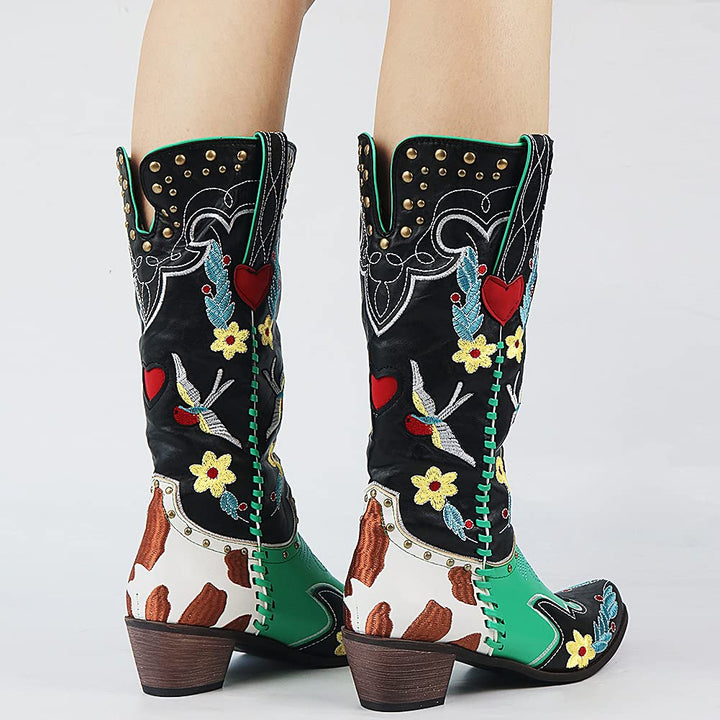 Women's Western Style Cowboy Boots with Pointed Toe