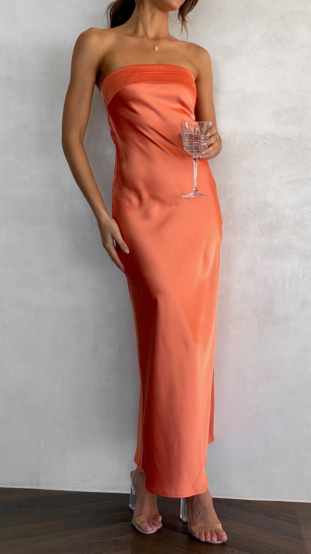 Women's Off Shoulder Satin Maxi Dress