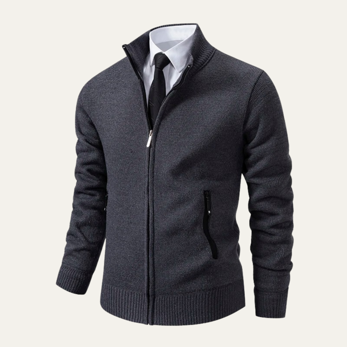 The Inverness Men’s Elegant Knit Zip Cardigan with Pockets