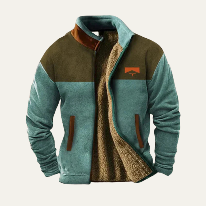 The Maddison Men’s Vintage Warm Sherpa Lined Winter Coat with Patterned Sleeves
