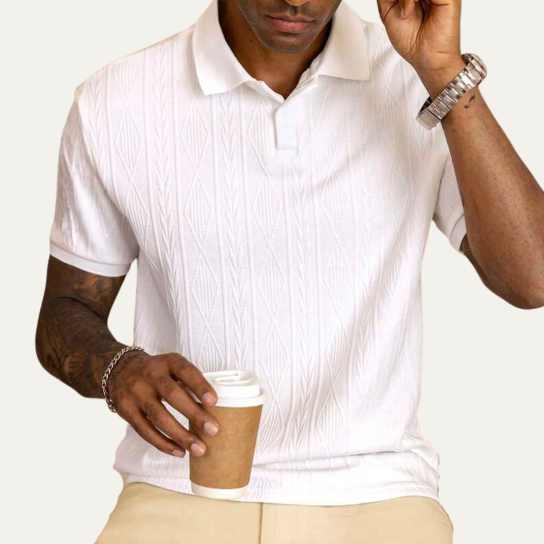 The Ridgebrook Men’s Textured Button Up Casual Polo Shirt