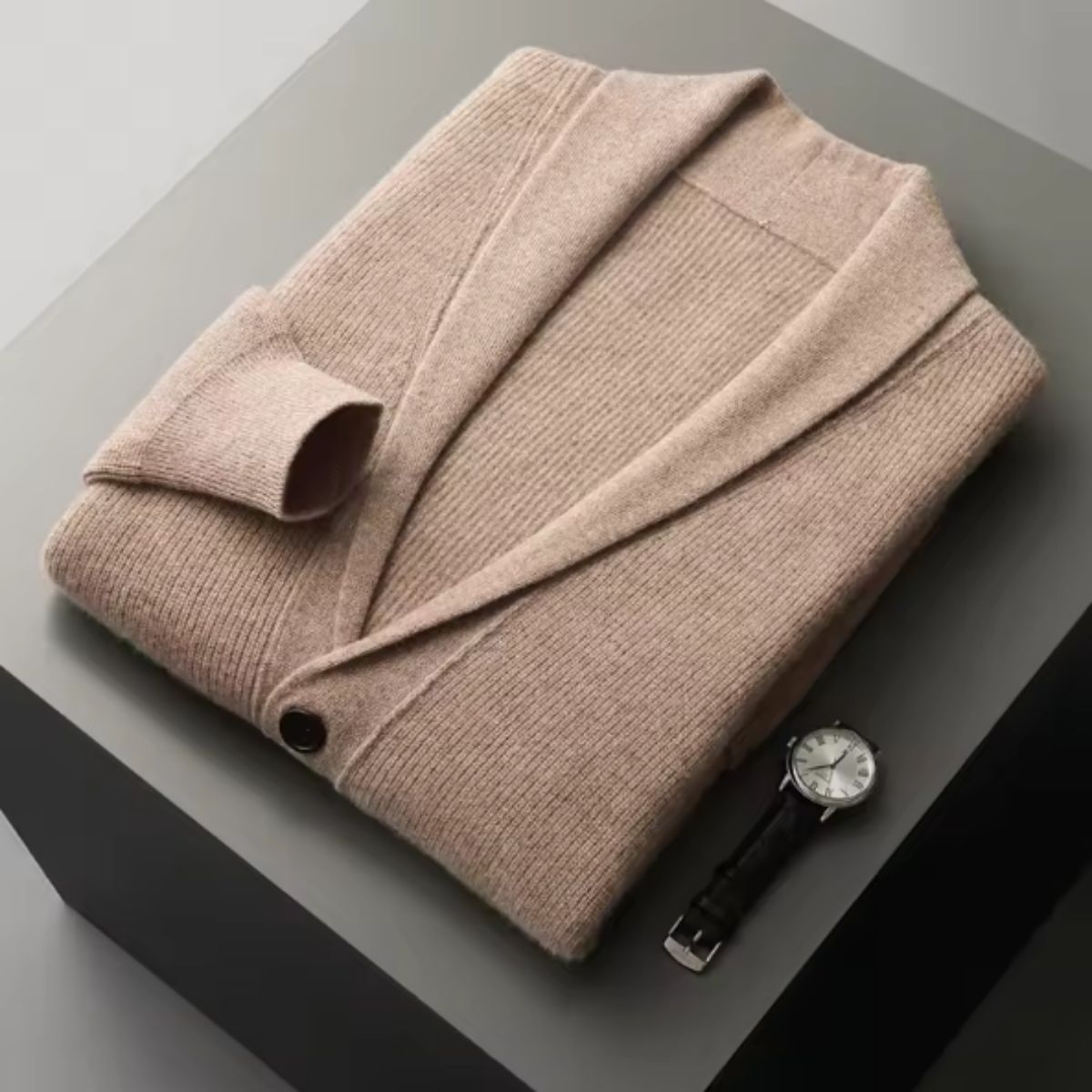 The Marettimo Men’s Soft Knit Button Up Collar Cardigan with Front Pockets