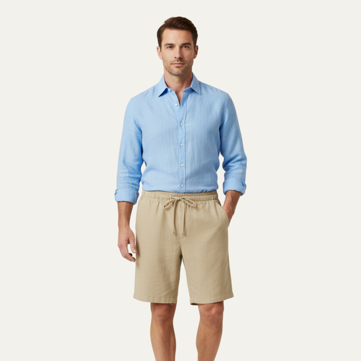 The Lisbon Linen Old Money Beige Shorts for Men