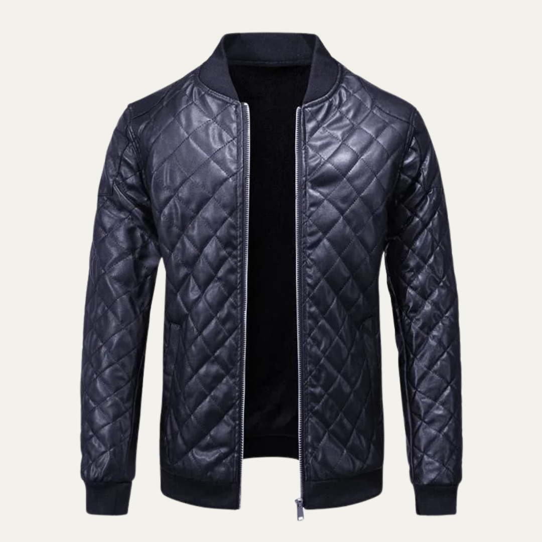 The Colfosco Men’s Quilted Leather Bomber Jacket
