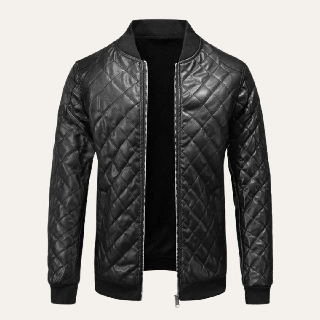 The Colfosco Men’s Quilted Leather Bomber Jacket