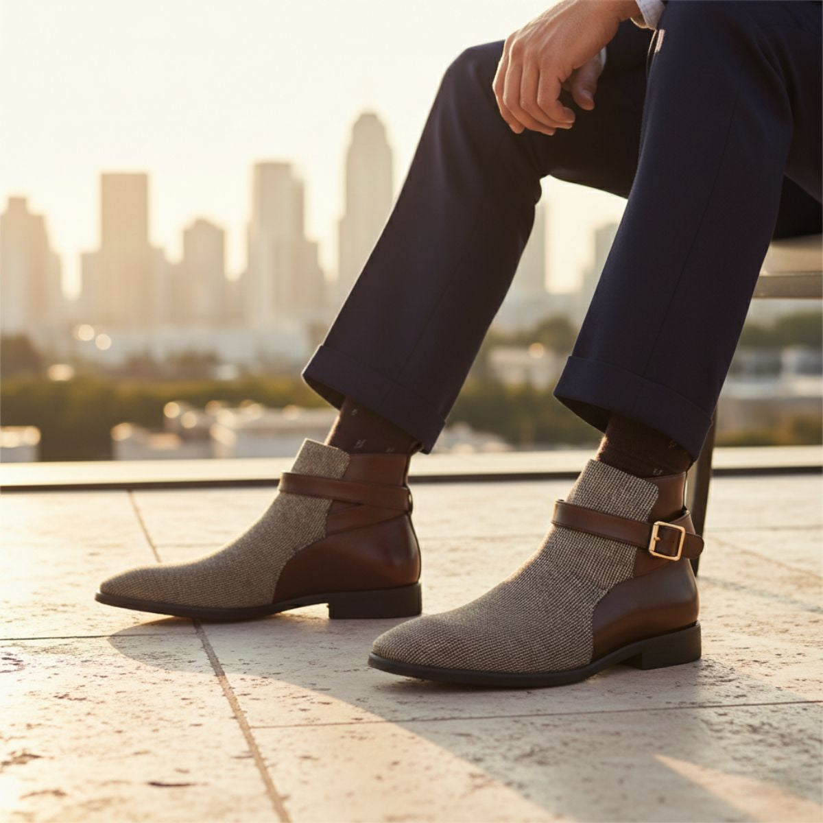 The Shetland Men's Elegant Modern Buckle Chelsea Boots