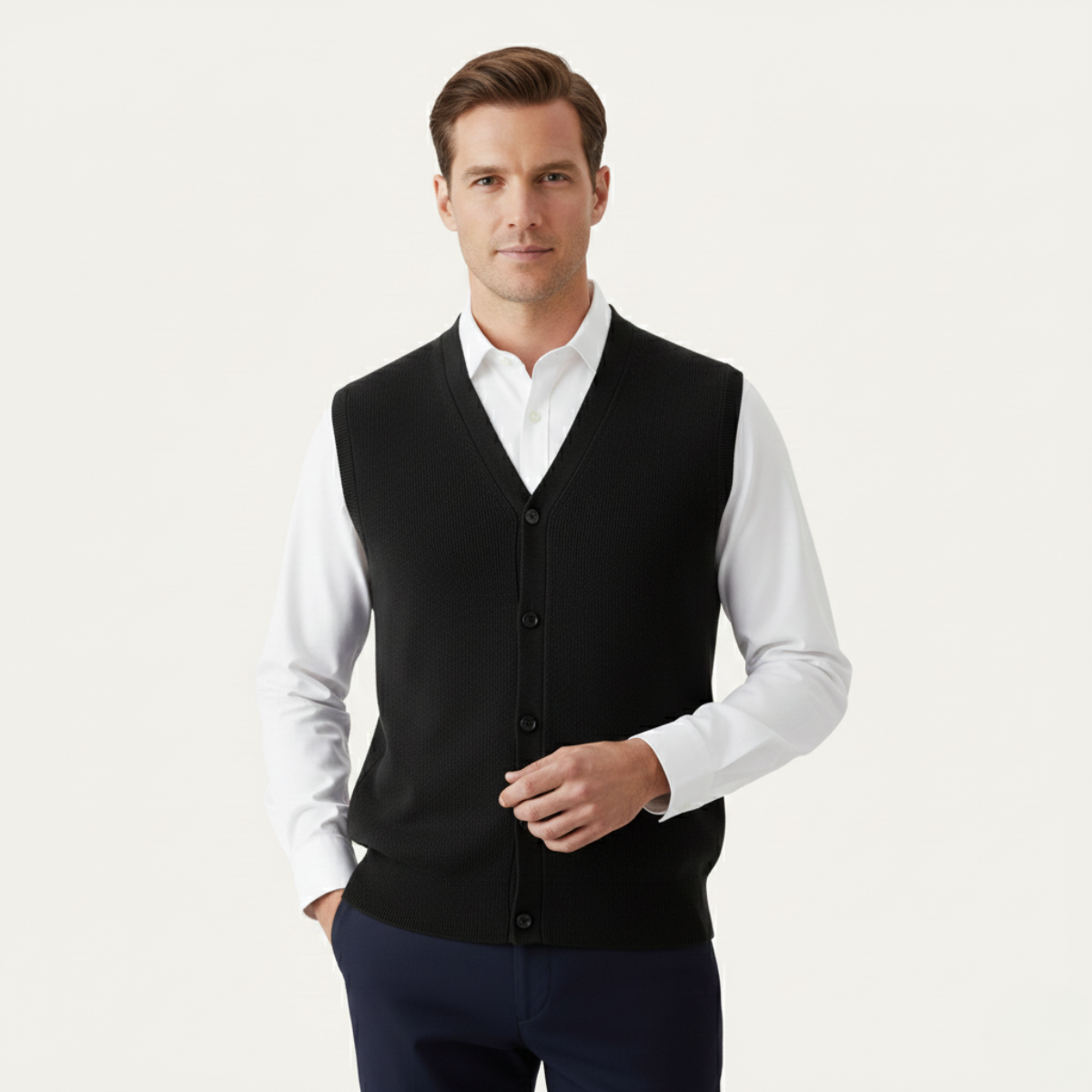 The Castellammare Men’s Smart Button Knit Waistcoat Sweater Vest