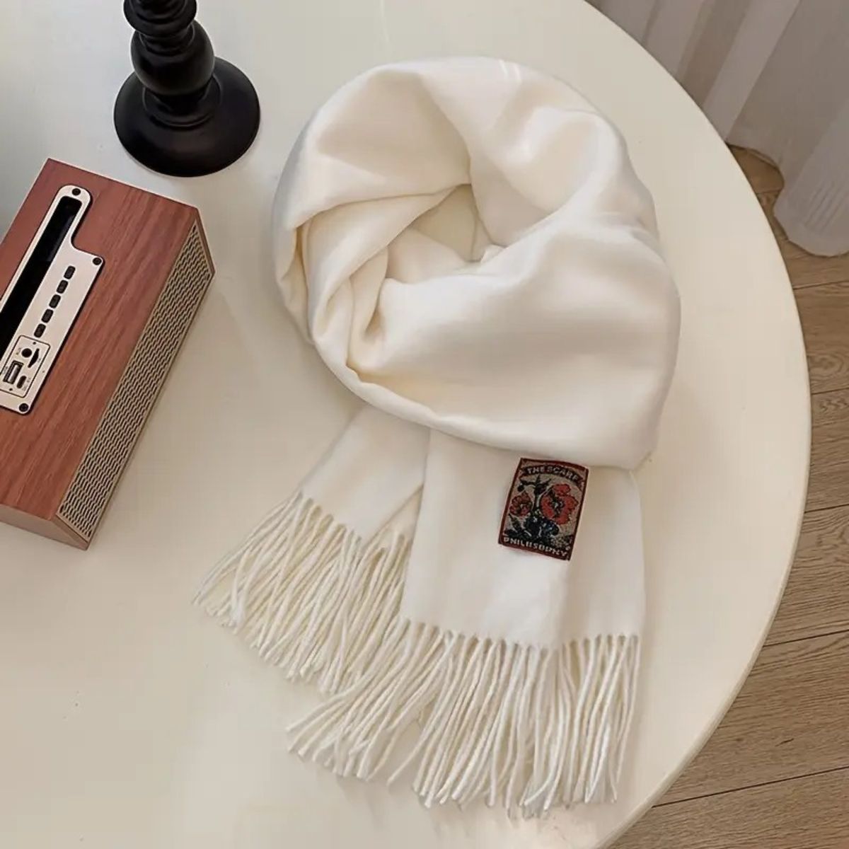 The Marais Cashmere Merino Scarf for Men - White