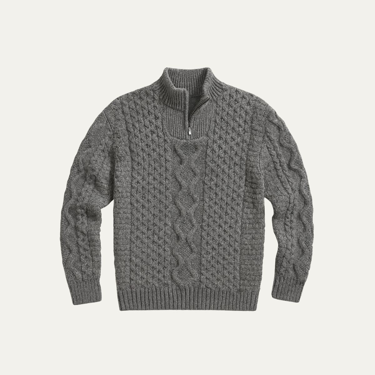 The Dublin Quarter Zip Wool Cable Knit Sweater for Men