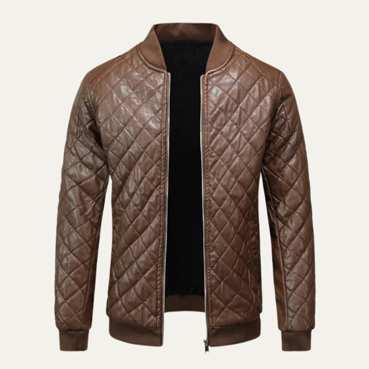 The Colfosco Men’s Quilted Leather Bomber Jacket