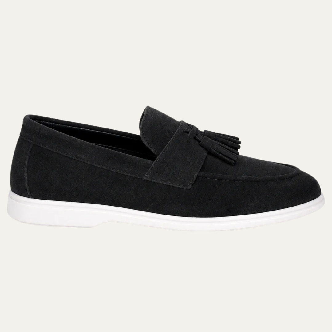 The Prescott Men's Suede Tassel Slip On Loafers - Black