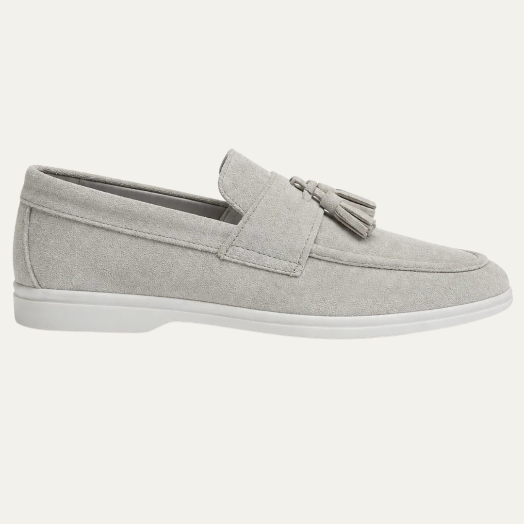 The Prescott Men's Suede Tassel Slip On Loafers - Gray
