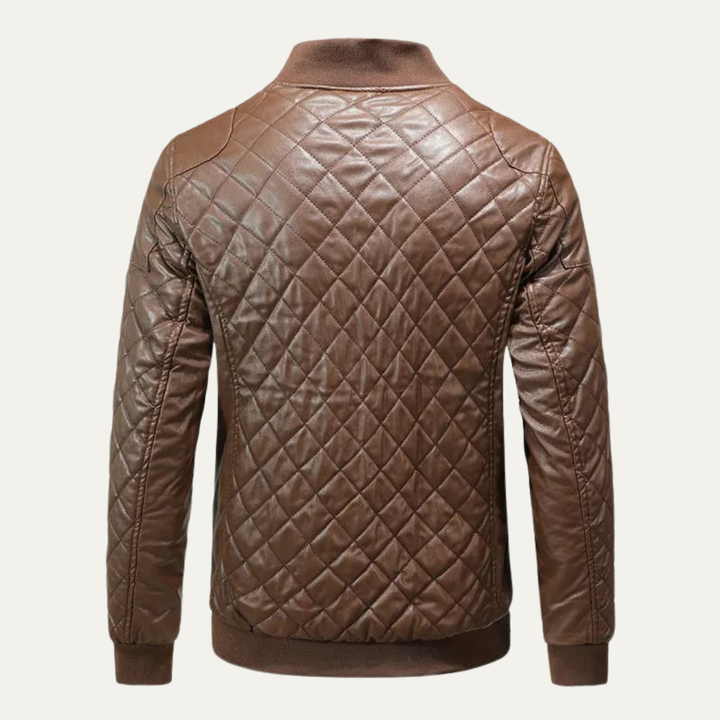 The Colfosco Men’s Quilted Leather Bomber Jacket