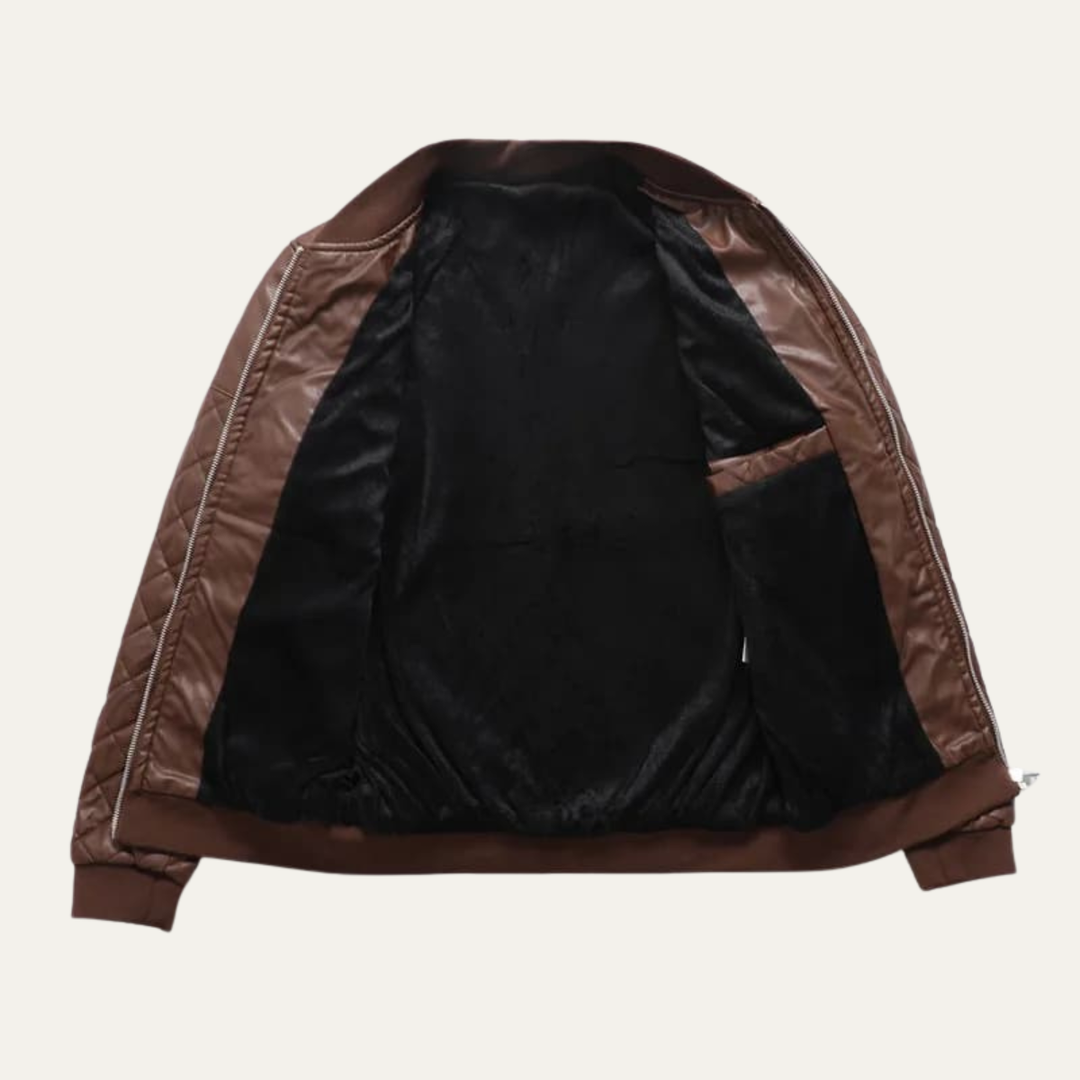 The Colfosco Men’s Quilted Leather Bomber Jacket