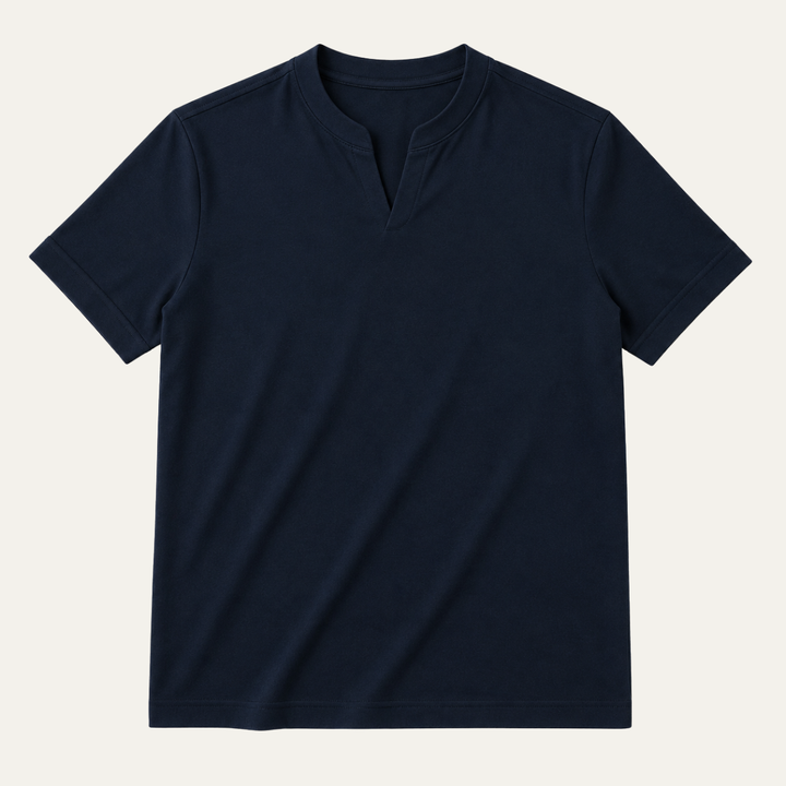 The Canberra Men's CasualSplit Collar Cotton T Shirt
