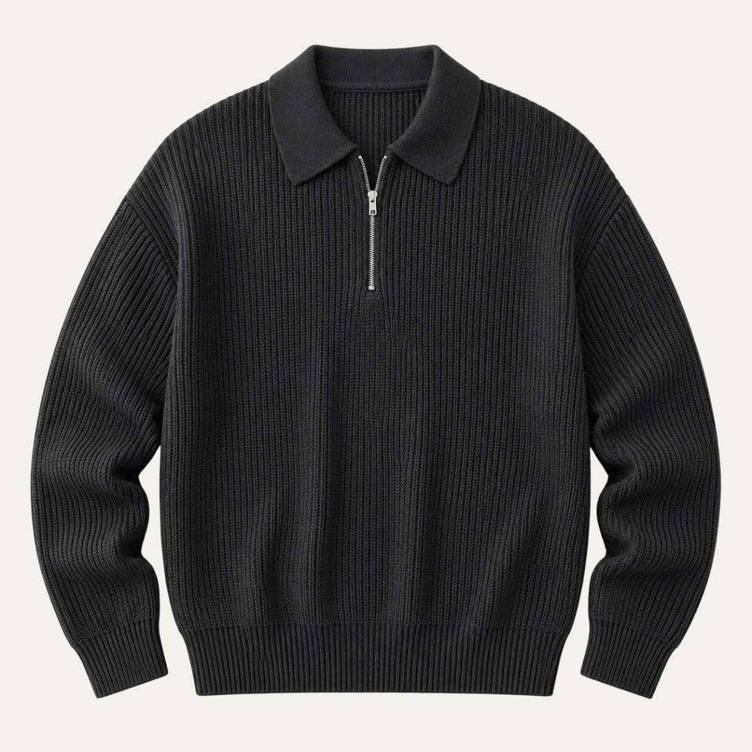 The Siena Men's Half Zip Knit Ribbed Sweater