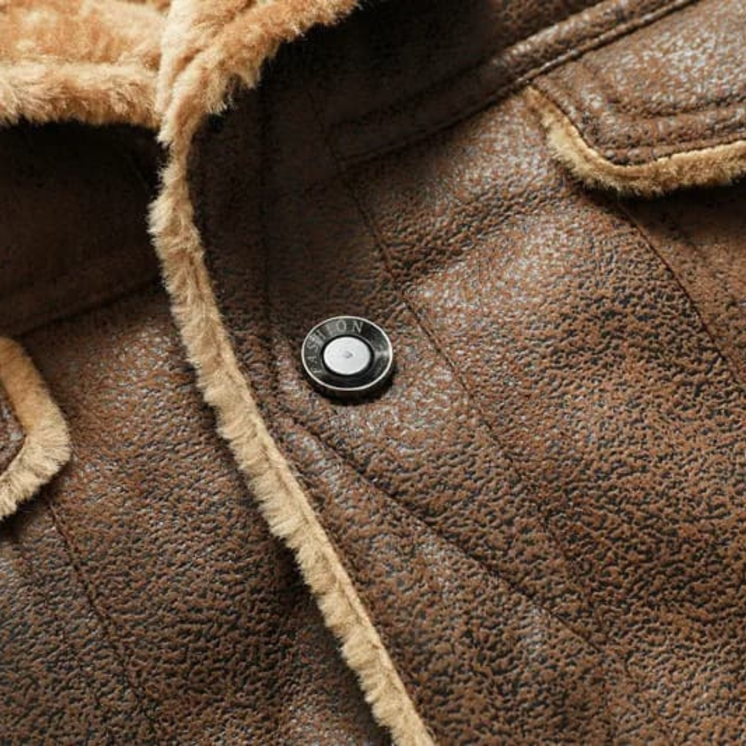 The Breuil Men’s Winter Shearling Biker Leather Jacket