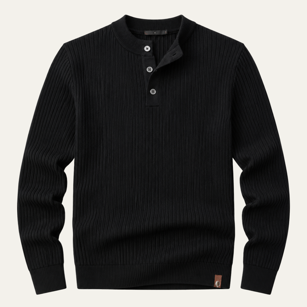 The Taormina Men's Ribbed Henley Knit Sweater