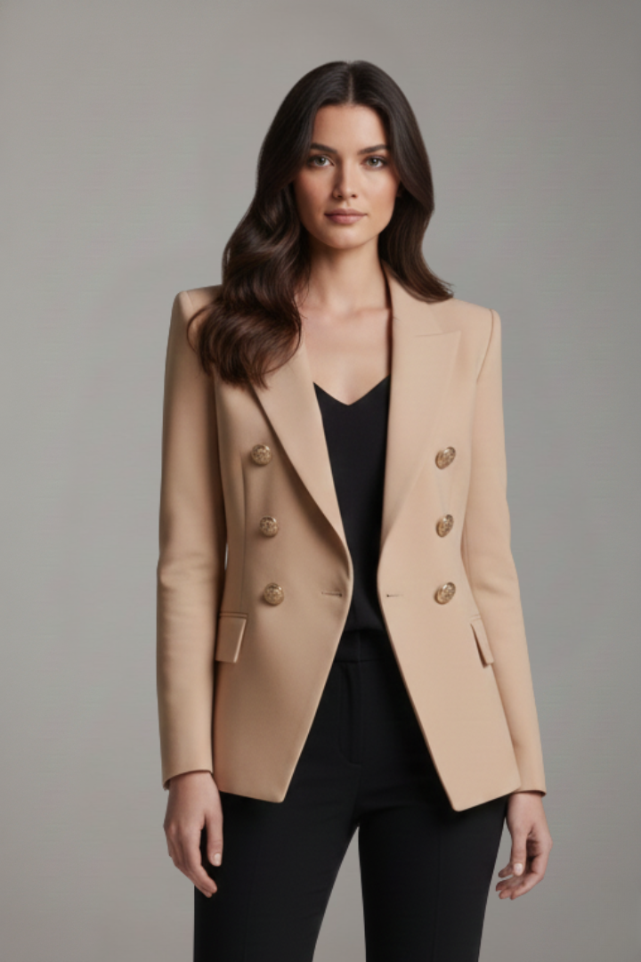 Women's Double Breasted Blazer with Gold Buttons