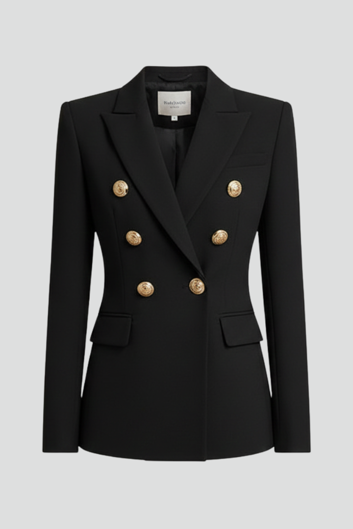 Women's Double Breasted Blazer with Gold Buttons