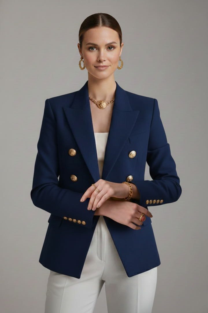 Women's Double Breasted Blazer with Gold Buttons