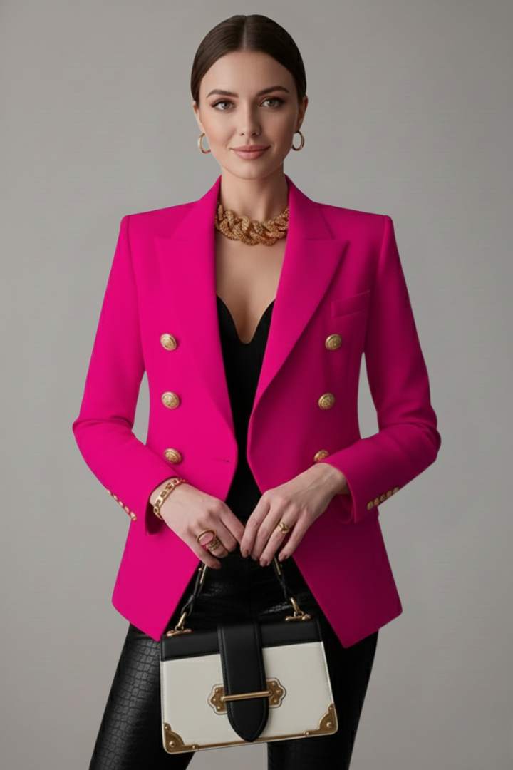 Women's Double Breasted Blazer with Gold Buttons